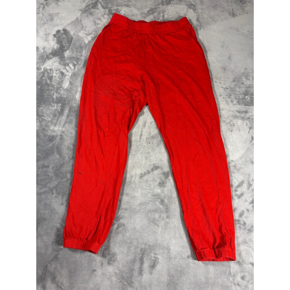 Zara Women S Jogger Pants Red Elastic Waist Cuffed Cotton Blend
